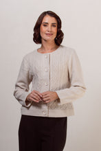 Load image into Gallery viewer, 100% Boiled Wool Cable Knit Btn Front Jacket - Cream
