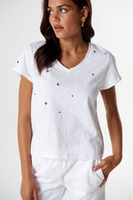 Load image into Gallery viewer, Irregular Embroidered V Neck - White/Parisian
