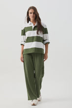 Load image into Gallery viewer, Boyfriend Wide Stripe Cotton Rugby White/Bronze Green
