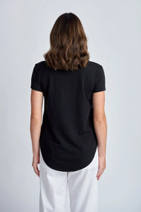 Cotton Shaped Hem Tee / Black