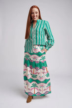Load image into Gallery viewer, Bell Cuffed Sleeve Green/Beige Stripe Shirt
