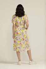 Load image into Gallery viewer, Linen Lemon Print Belted Shirt Dress

