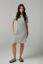 Load image into Gallery viewer, Stripe Raglan Dress - Khaki / White
