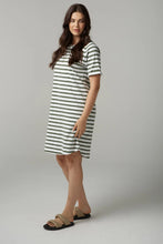Load image into Gallery viewer, Stripe Raglan Dress - Khaki / White
