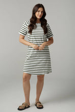 Load image into Gallery viewer, Stripe Raglan Dress - Khaki / White
