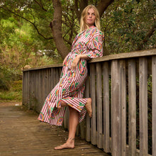 Load image into Gallery viewer, Papaya Pink Stripe Cotton Kimono Robe
