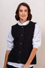 Load image into Gallery viewer, 100% Boiled Wool Cable Knit Vest - Black
