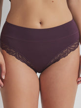 Load image into Gallery viewer, Comfort Band Lace Trim Mid Rise - Plum
