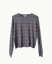 Load image into Gallery viewer, Ellie Stripe Cardi – Charcoal/Camel
