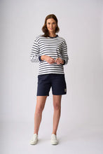 Load image into Gallery viewer, Stewart Sweater - White/Navy Stripe
