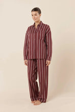 Load image into Gallery viewer, Chloe Cotton Striped PJ Set Burgundy
