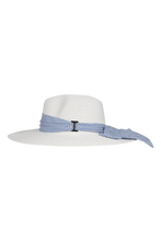 Load image into Gallery viewer, Kimberly Wide Brim White/ Blue
