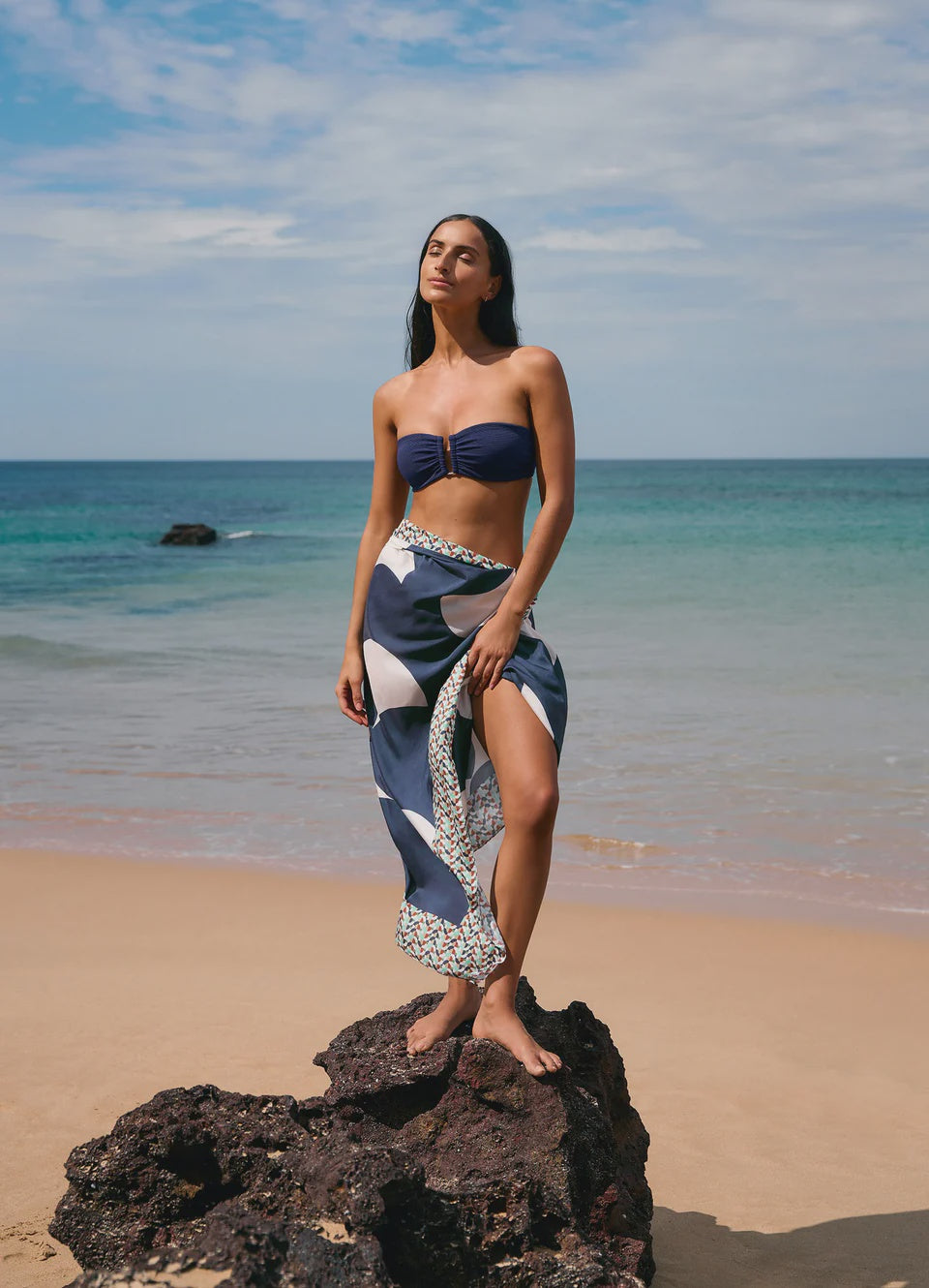 Acacia Long Sarong - Steel Blue