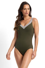 Load image into Gallery viewer, Anchor Stripe E-F Framed One Piece - Army
