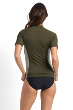 Load image into Gallery viewer, Anchor Stripe Short Sleeve  Rashie - Army
