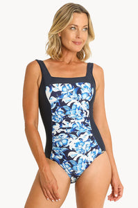 Jantzen Square Neck One Piece Navy / Floral