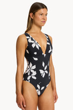 Load image into Gallery viewer, Elora Bloom Plunge One Piece - Black
