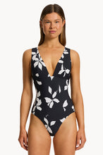 Load image into Gallery viewer, Elora Bloom Plunge One Piece - Black
