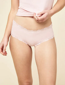 Ellie Lace Trim Boyshort Knicker - Papinelle Pink