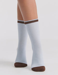 LINA FINE STRIPE CREW SOCK - CAPRI