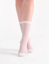 Load image into Gallery viewer, LINA FINE STRIPE CREW SOCK - TULLE
