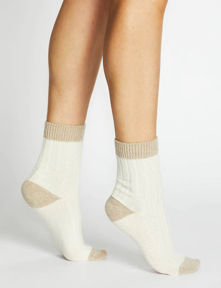 Lev Sofia Two Tone Socks Cream