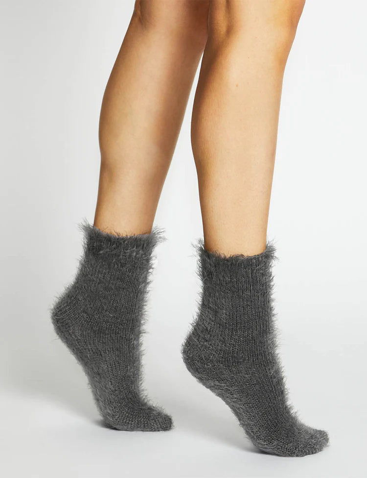 Levante Furry Plush Sock Charcoal