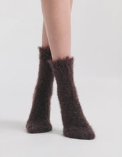 Load image into Gallery viewer, FURRY PLUSH SOCK - CHOCOLATE
