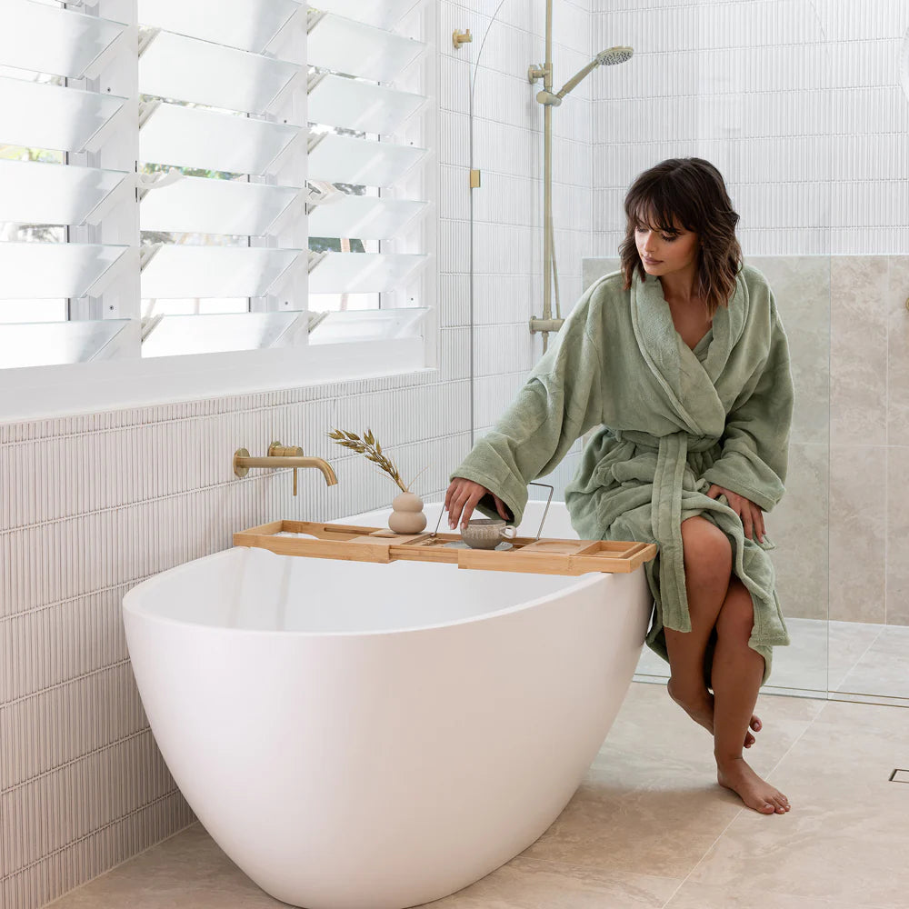 Bambury Microplush Bath Robe, Sage