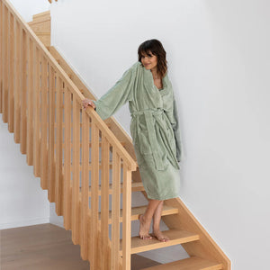 Bambury Microplush Bath Robe, Sage