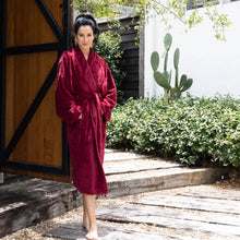 Load image into Gallery viewer, Bambury Microplush Bath Robe,  Merlot
