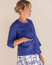 Load image into Gallery viewer, 100% Linen 3/4 Sleeve Utility Jacket Denim
