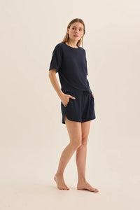 Olivia Navy Waffle Short Set