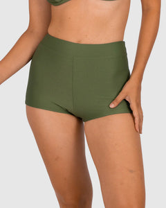 Rococco High Waist Boyleg Bikini Bottom / Palm