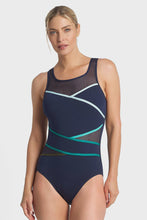 Load image into Gallery viewer, Rozella Taped High Neck One Piece - Sky
