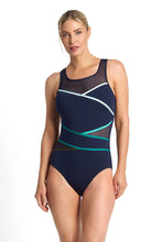 Load image into Gallery viewer, Rozella Taped High Neck One Piece - Sky
