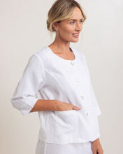 Load image into Gallery viewer, 100% Linen 3/4 Sleeve Utility Jacket White
