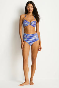 Solara Panelled High Waist Pant Blue