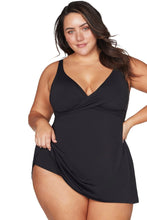 Load image into Gallery viewer, Hues Delacroix Cross Over Swimdress / Black
