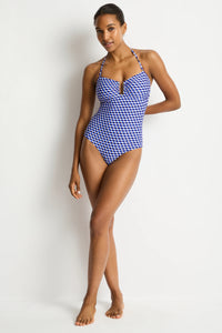 Solara U Bar Bandeau One Piece Blue
