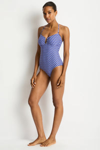 Solara U Bar Bandeau One Piece Blue