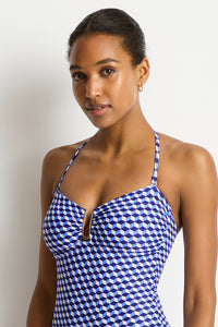 Solara U Bar Bandeau One Piece Blue