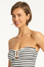 Load image into Gallery viewer, Amalfi U Bar Bandeau One Piece -Black/White Stripe
