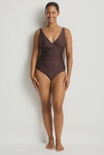 Load image into Gallery viewer, Zen Cross Front Tie Back One Piece - Cocoa
