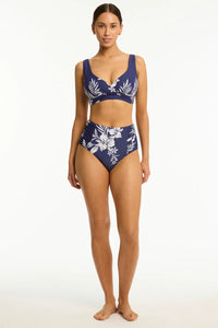 Aloha Cross Front Multifit Bra / Navy