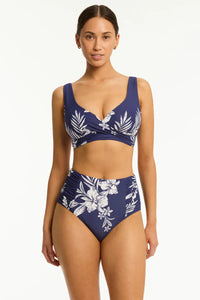 Aloha High Waist Gathered Side Pant / Navy