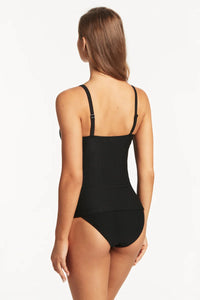 Honeycomb Cross Front Tankini / Black