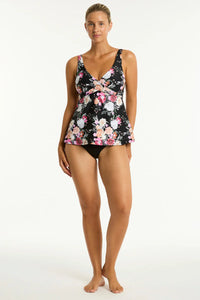 Belle Cross Front Swing Tankini / Black