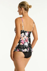 Belle Cross Front Swing Tankini / Black