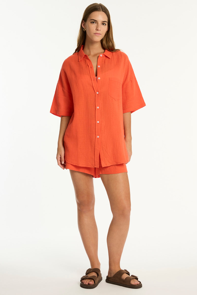 SEA LEVEL Sunset Aloha Shirt / FLAME